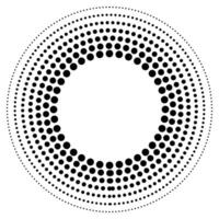 trama de semitonos puntos en circulo forma. diseño elementos con circular trama de semitonos puntos redondo punteado marco. circulo puntos vector