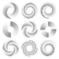 Halftone circular dotted frames set. Round dotted frame. Vector rotating dotted circles design. Half tones collection. Round logo