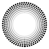 trama de semitonos puntos en circulo forma. diseño elementos con circular trama de semitonos puntos redondo punteado marco. circulo puntos vector