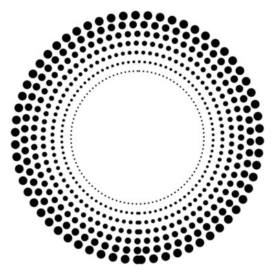 Halftone dots in circle form. Design elements with circular halftone dots. Round dotted frame. Circle dots