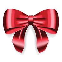 Realistic red golden bow. Satin decorative red golden bow. Element for decoration gifts, greetings, holidays vector