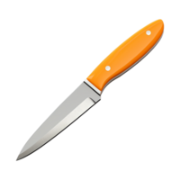 AI generated Kitchen knife with orange steel blade with saved path isolated on transparent background png