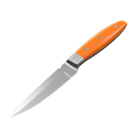 ai generado cocina cuchillo con naranja acero espada con salvado camino aislado en transparente antecedentes png