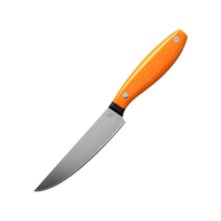ai généré cuisine couteau avec Orange acier lame avec enregistré chemin isolé sur transparent Contexte png