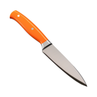 AI generated Kitchen knife with orange steel blade with saved path isolated on transparent background png