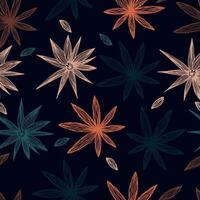 Leaves and flowers. Hand-drawn graphics. Seamless patterns for fabric and packaging design. vector