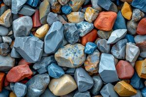 ai generado un pila de rocas en azul y rojo foto