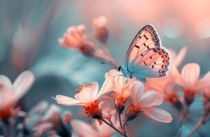 AI generated a butterfly is flying near a flower photo