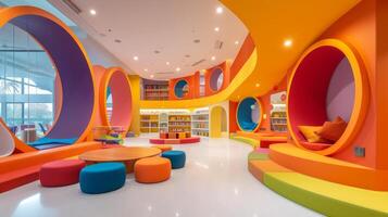 AI generated A modern, child-friendly environment fostering creativity and fun interactions photo