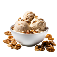 AI generated Tasty crunchy walnuts ice cream png isolated on transparent background