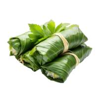 AI generated Sweet corn wrapped in banana leaves png isolated on transparent backgroun