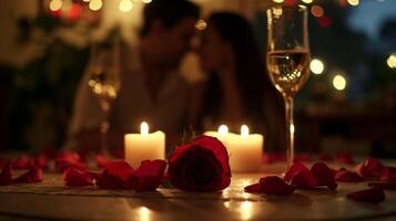 AI generated Intimate moments illuminated by soft candlelight for advertising romance photo