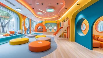 AI generated A modern, child-friendly environment fostering creativity and fun interactions photo