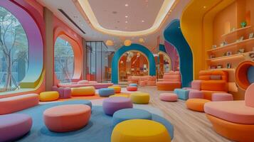 AI generated A modern, child-friendly environment fostering creativity and fun interactions photo