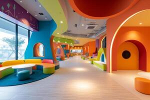 AI generated A modern, child-friendly environment fostering creativity and fun interactions photo