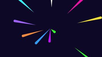 Background in pop art and colorful lines of light moving on dark background with space for text. Loop animation. video