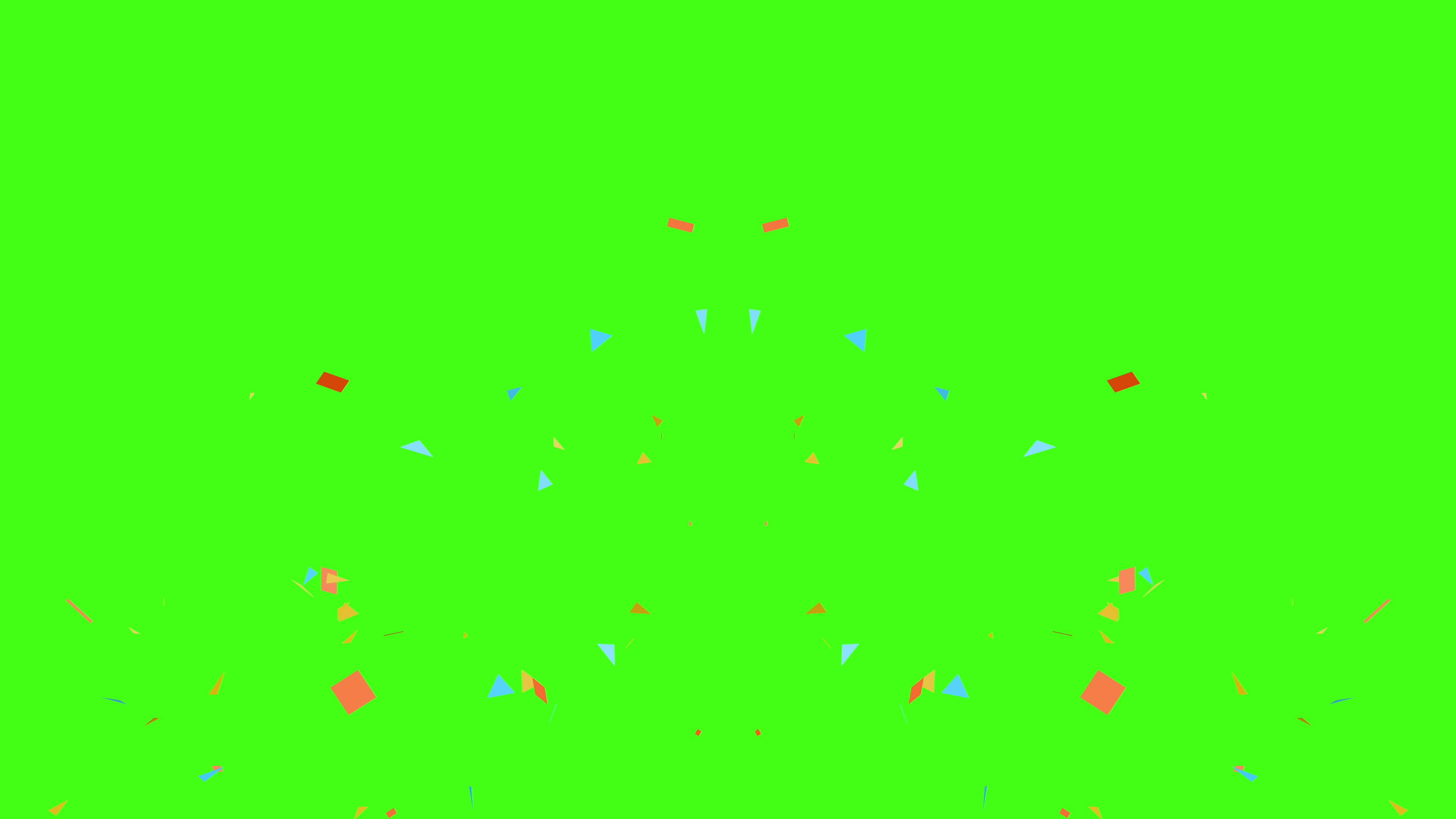 Confetti explosion and falling pack on chroma key green screen