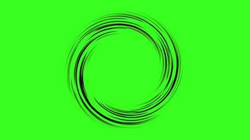 Loop animation technology shows lines and fast spinning circles on a green background. Circles abstract futuristic motion on chroma key green screen background with space for text. Loop animation. video