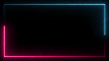 Animated neon glow frame background. Colorful laser or fluorescent light show a box pattern on a dark background. Seamless looping pattern animation. video