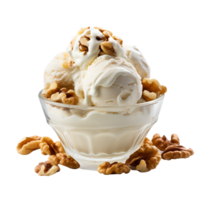 AI generated Tasty crunchy walnuts ice cream png isolated on transparent background