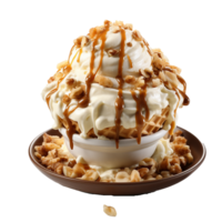 AI generated Tasty crunchy walnuts ice cream png isolated on transparent background