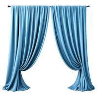 AI generated Blue silk curtain alone isolated on transparent background png