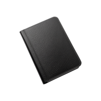 ai généré noir cuir carnet isolé sur transparent Contexte png