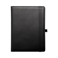AI generated Black leather notebook isolated on transparent background png