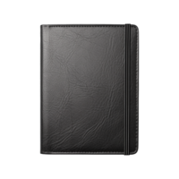 ai généré noir cuir carnet isolé sur transparent Contexte png