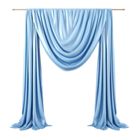 AI generated Blue silk curtain alone isolated on transparent background png