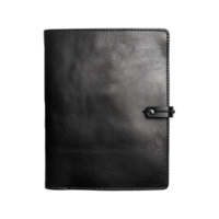 ai généré noir cuir carnet isolé sur transparent Contexte png