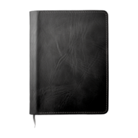 AI generated Black leather notebook isolated on transparent background png