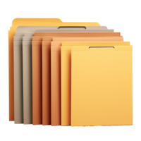 AI generated Papers organized in separate folders png isolated on transparent background