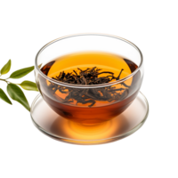 AI generated Black tea held in a glass isolated on transparent background png