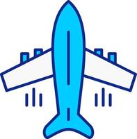 Flying Airplane Blue Filled Icon vector