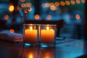 AI generated Intimate moments illuminated by soft candlelight for advertising romance photo