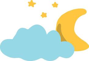 Illustration of cloud, moon, and stars vector