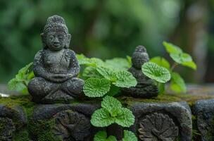 AI generated green plants are growing in the background photo