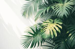 AI generated photo of tropical palm leaves, tropical leaf pattern