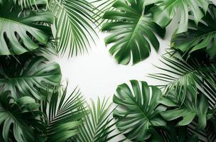 AI generated photo of tropical palm leaves, tropical leaf pattern