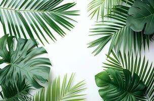 AI generated photo of tropical palm leaves, tropical leaf pattern