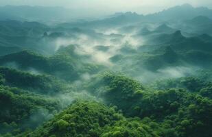 AI generated shanghai, china view over the mountains in sunshine photo