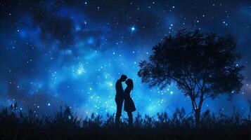 AI generated Lovers under the stars, offering an enchanting background for advertising photo