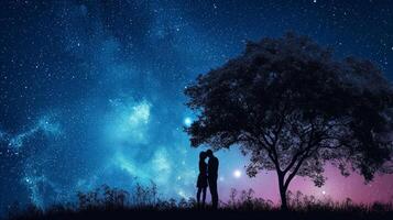 AI generated Lovers under the stars, offering an enchanting background for advertising photo