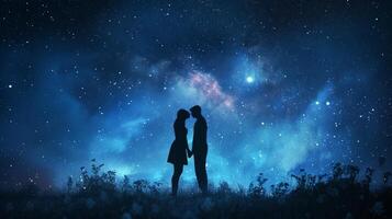 AI generated Lovers under the stars, offering an enchanting background for advertising photo