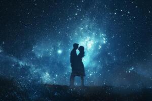 AI generated Lovers under the stars, offering an enchanting background for advertising photo