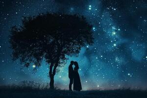 AI generated Lovers under the stars, offering an enchanting background for advertising photo