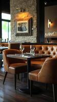 AI generated Modern interior design transforms dining into an upscale, trendy experience for discerning patrons photo