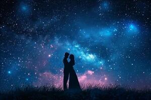 AI generated Lovers under the stars, offering an enchanting background for advertising photo