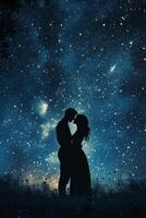 AI generated Lovers under the stars, offering an enchanting background for advertising photo